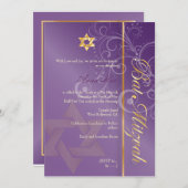 バルミツワー/プラム/金ゴールド 招待状 (正面/裏面)