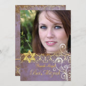 バルミツワー/ヴィンテージダマスク/渦/薄紫 招待状 (正面/裏面)