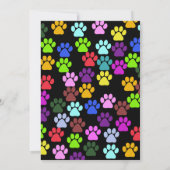 バルミツワー-犬の足、足のプリント-青緑 招待状 (裏面)