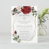 バルミツワー |緋色エレガントの赤と赤面バラ 案内状 (スタンド正面)