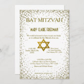 バルミツワー |金ゴールド紙吹雪 招待状 (正面/裏面)