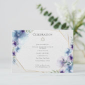 バルミツワー | 青と紫の水カラーフローラ 招待状 (スタンド正面)