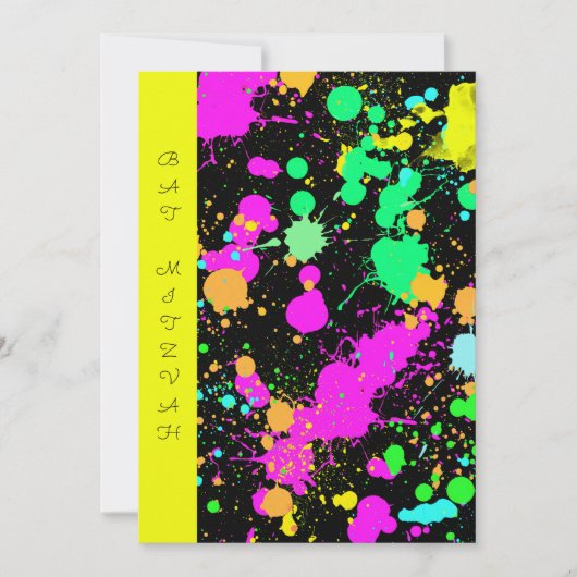 バルミツワー、Sweet sixteen、ネオン、カスタム招待 招待状 (正面)