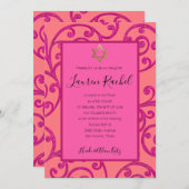 バルミツワーAny Color Pinkスクロールデザイン 招待状 (正面/裏面)