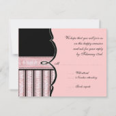 バルミツワーRSVPの応答-フランス人の弓点の渦巻 出欠カード (裏面)