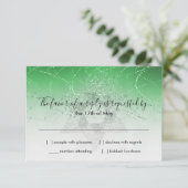 バルミツワーRSVPグリッタリースターグリーン 出欠カード (スタンド正面)