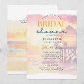 バルミー日 |トロピカルサンセットビーチブライダルシャワー 招待状 (正面/裏面)