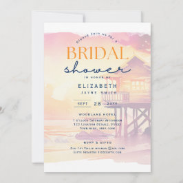 バルミー日 |トロピカルサンセットビーチブライダルシャワー 招待状