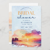 バルミー日 |トロピカルサンセットビーチブライダルシャワー 招待状 (正面/裏面)