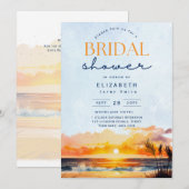 バルミー日 |トロピカルサンセットビーチブライダルシャワー 招待状 (正面/裏面)