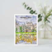 バルモラル城スコットランド旅行水の色のスケッチ ポストカード (スタンド正面)