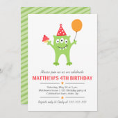 バルーおもしろいンとカップケーキの誕生日の怪物 招待状 (正面/裏面)