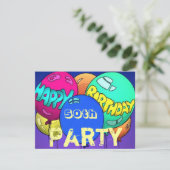 バルーカラフルン誕生日パーティー~年齢テンプレート 招待状 (スタンド正面)