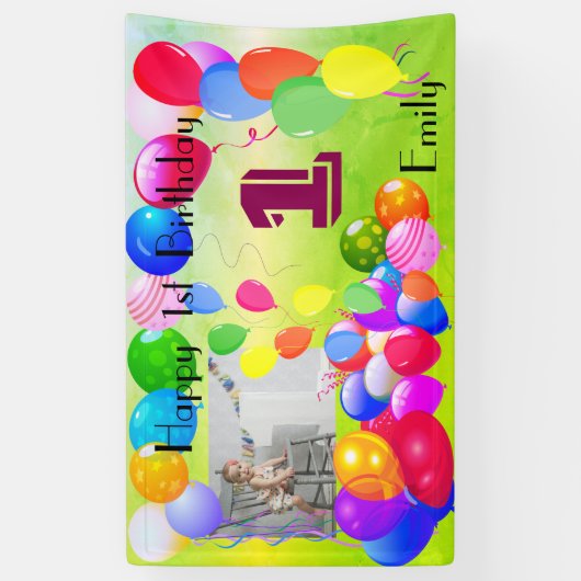 バルーパーソナライズされたンデザイン誕生日おめでとう 横断幕 (縦)