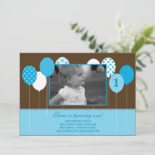 バルーモダンン写真誕生日招待状-青 招待状 (スタンド正面)