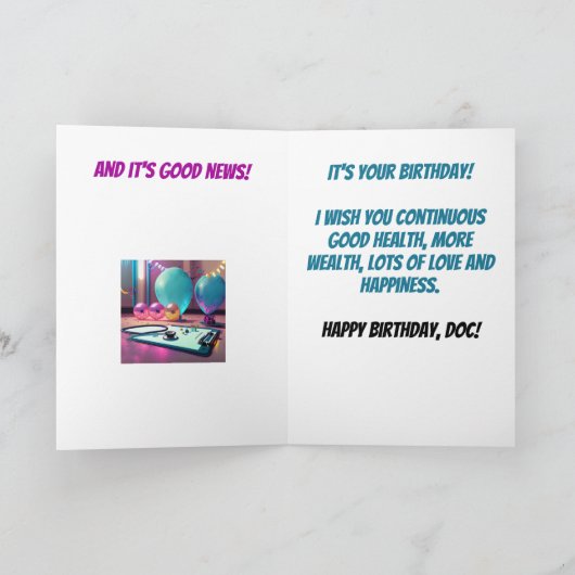 バルーンおもしろいドクター誕生日 カード (内部)