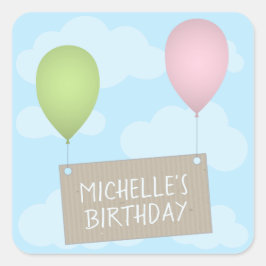 バルーンおよびラベル誕生日シール スクエアシール