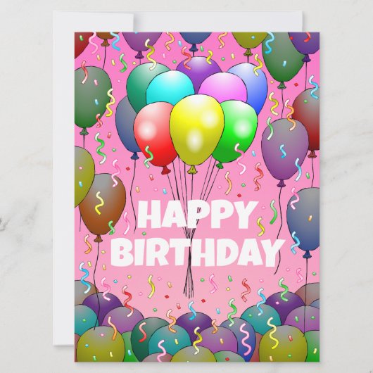 バルーンおよび紙吹雪誕生日カード カード (正面)