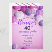 バルーンおよび紙吹雪誕生日招待状 招待状 (正面/裏面)