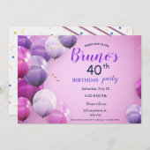 バルーンおよび紙吹雪誕生日招待状 招待状 (正面/裏面)