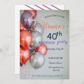 バルーンおよび紙吹雪誕生日招待状 招待状 (正面/裏面)