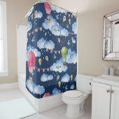 バルーンお洒落：水彩雲パターン シャワーカーテン (インサイチュ)