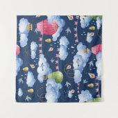 バルーンお洒落:水彩雲パターン タペストリー (正面(横))