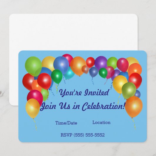 バルーンお祝い 招待状 (正面/裏面)