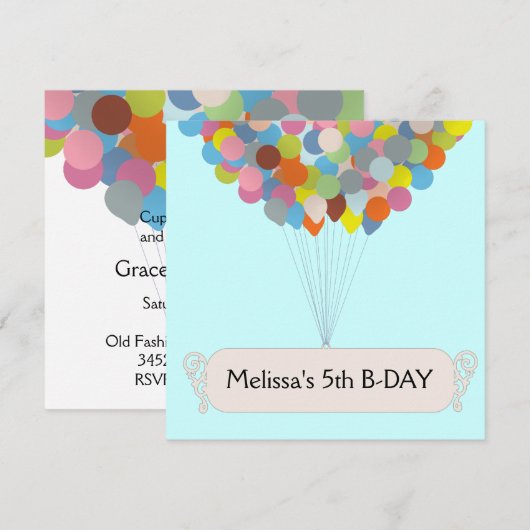 バルーンお祝い 招待状 (正面/裏面)