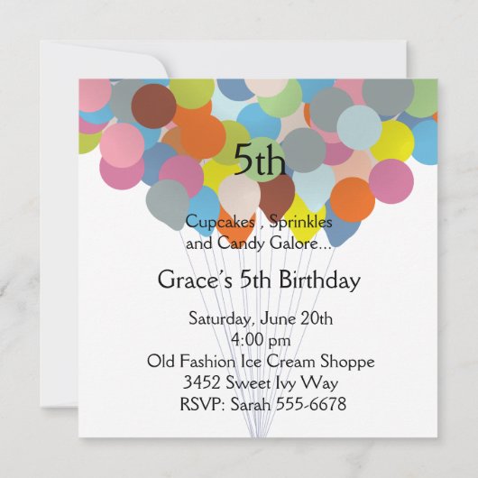 バルーンお祝い 招待状 (裏面)