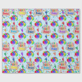 バルーンお誕生日ケーキ個人用少年の年齢 ラッピングペーパー (フラット)