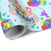 バルーンお誕生日ケーキ個人用少年の年齢 ラッピングペーパー (ロールコーナー)