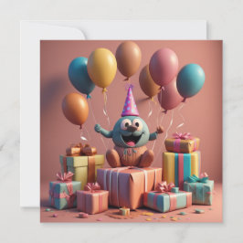 バルーンかわいいアートワークのフラットカード