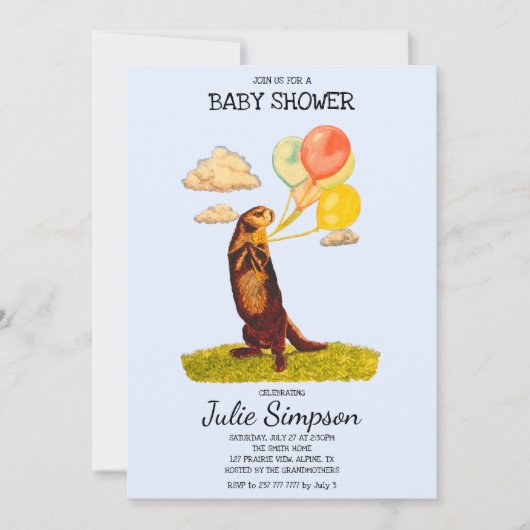 バルーンかわいらしを保持するカラフル招待状 招待状 (正面)