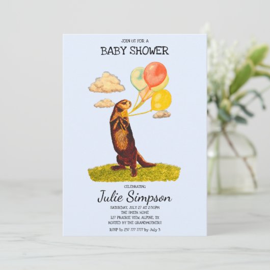 バルーンかわいらしを保持するカラフル招待状 招待状 (スタンド正面)