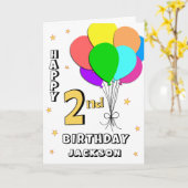 バルーンが埋められた2nd誕生日カード カード (黄色い花)