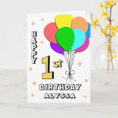 バルーンが埋め込まれた1st誕生日カード カード (黄色い花)