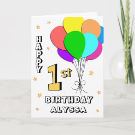 バルーンが埋め込まれた1st誕生日カード カード