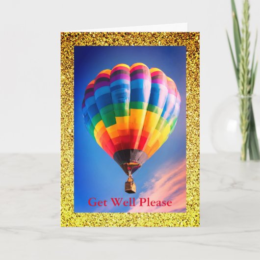 バルーンが良く、5" x 7"折り畳まれたGet Well Card カード (正面)