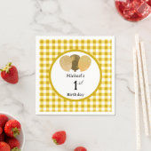 バルーンとイエローギンガムの1歳の誕生日 スタンダードカクテルナプキン (インサイチュ)