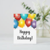 バルーンとカラフル紙吹雪ハッピーバースデーメーラー ポストカード (スタンド正面)