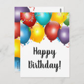 バルーンとカラフル紙吹雪ハッピーバースデーメーラー ポストカード (正面/裏面)