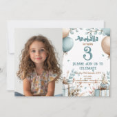 バルーンとギフトボックステーマ誕生日パーティー 招待状 (正面)