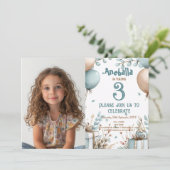 バルーンとギフトボックステーマ誕生日パーティー 招待状 (スタンド正面)