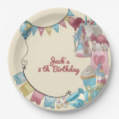 バルーンとギフト付き誕生日パーティ子供へ ペーパープレート (正面)