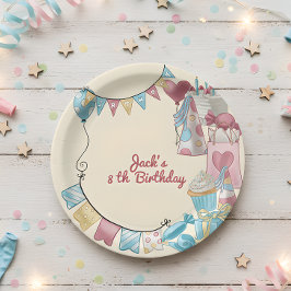 バルーンとギフト付き誕生日パーティ子供へ ペーパープレート