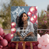 バルーンとグリッター誕生日パーティーの写真へようこそ ポスター