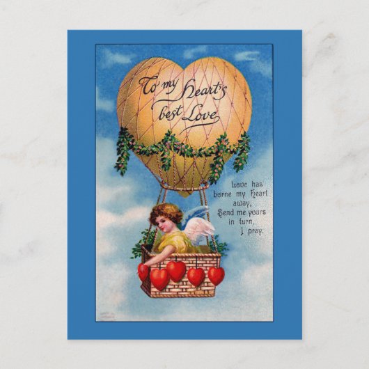 バルーンとハートビクトリアンバレンタインデー シーズンポストカード (正面)