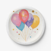 バルーンとバブル水彩アーカラフルト ペーパープレート (正面)