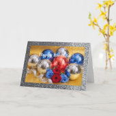 バルーンとバラ、5" x 7"折り畳み誕生日カード カード (黄色い花)